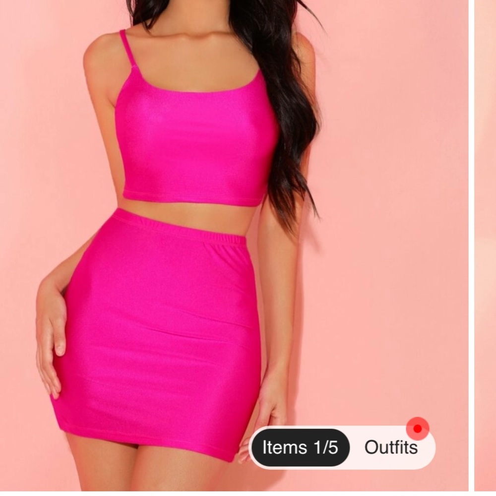 SHEIN Neon Pink Cami Crop Top & Skirt Set